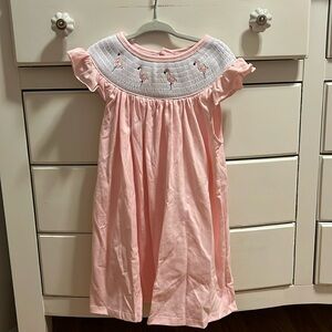 Pink flamingo smocked dress
